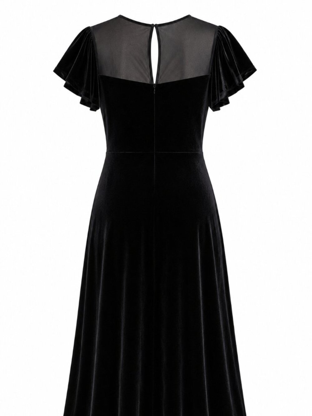London Times Black Velvet Mesh-Yoke Dress Size 8 NWT Classic Evening Dress - Picture 6 of 6